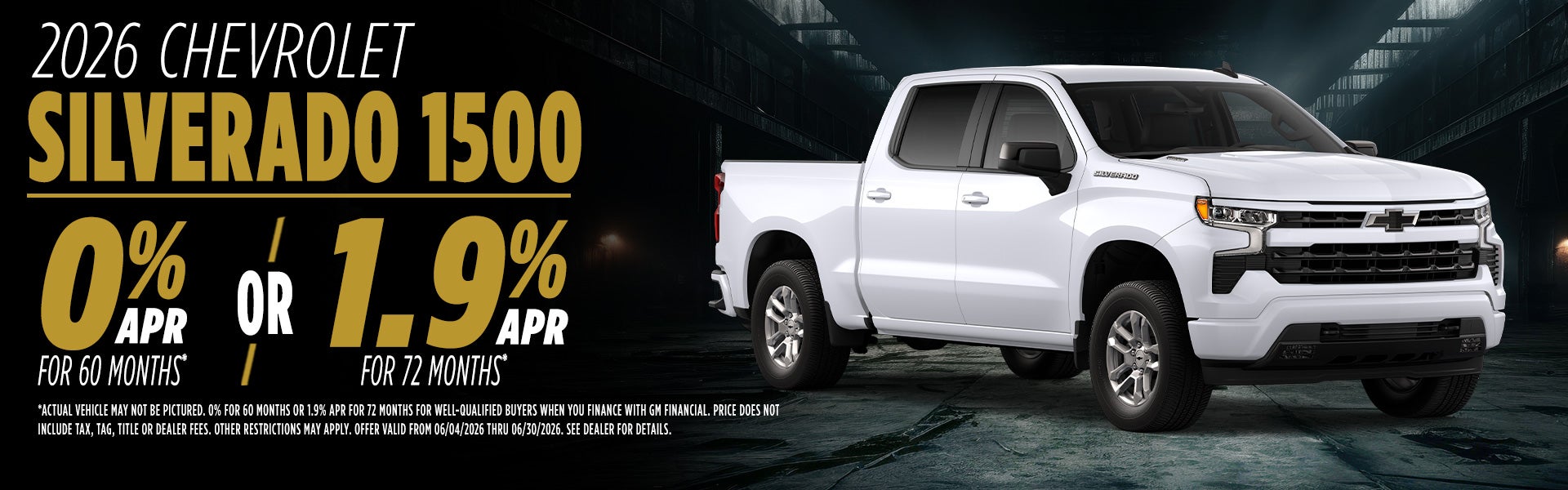2026 Chevrolet Silverado 1500 for 0% or 1.9% 