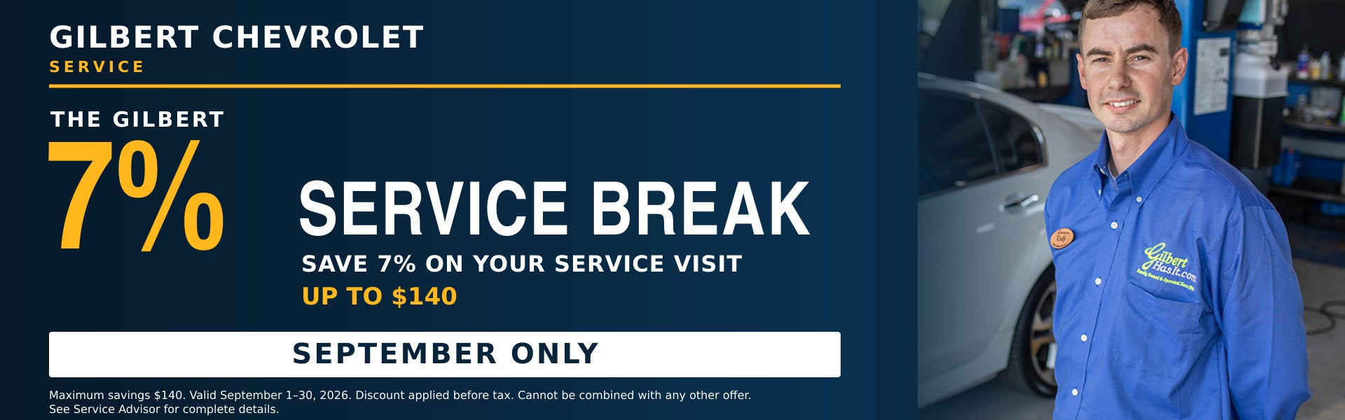 7% Service Break in September Only